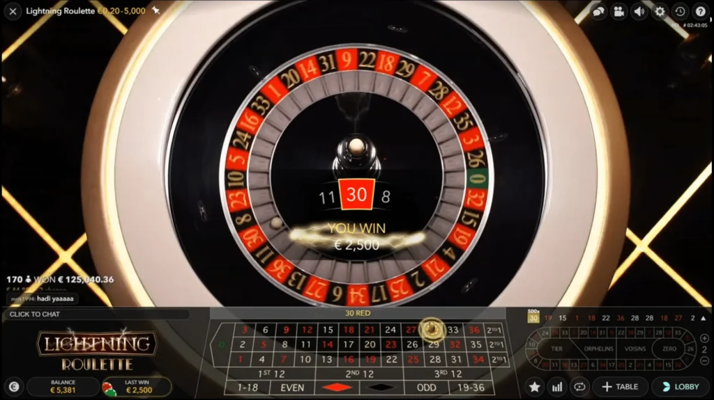 Lightning Roulette v Grand Mondial Casino