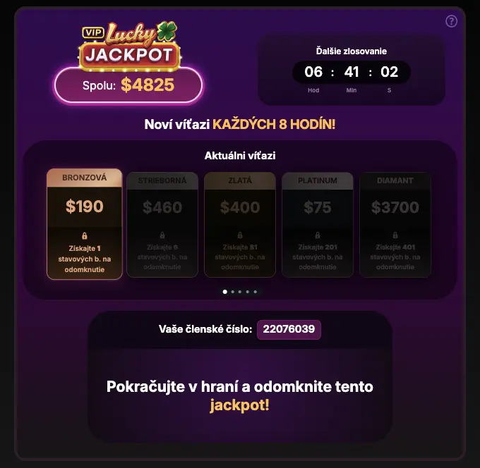 VIP Lucky Jackpot - Grand Mondial Casino Jackpoty na každej úrovni